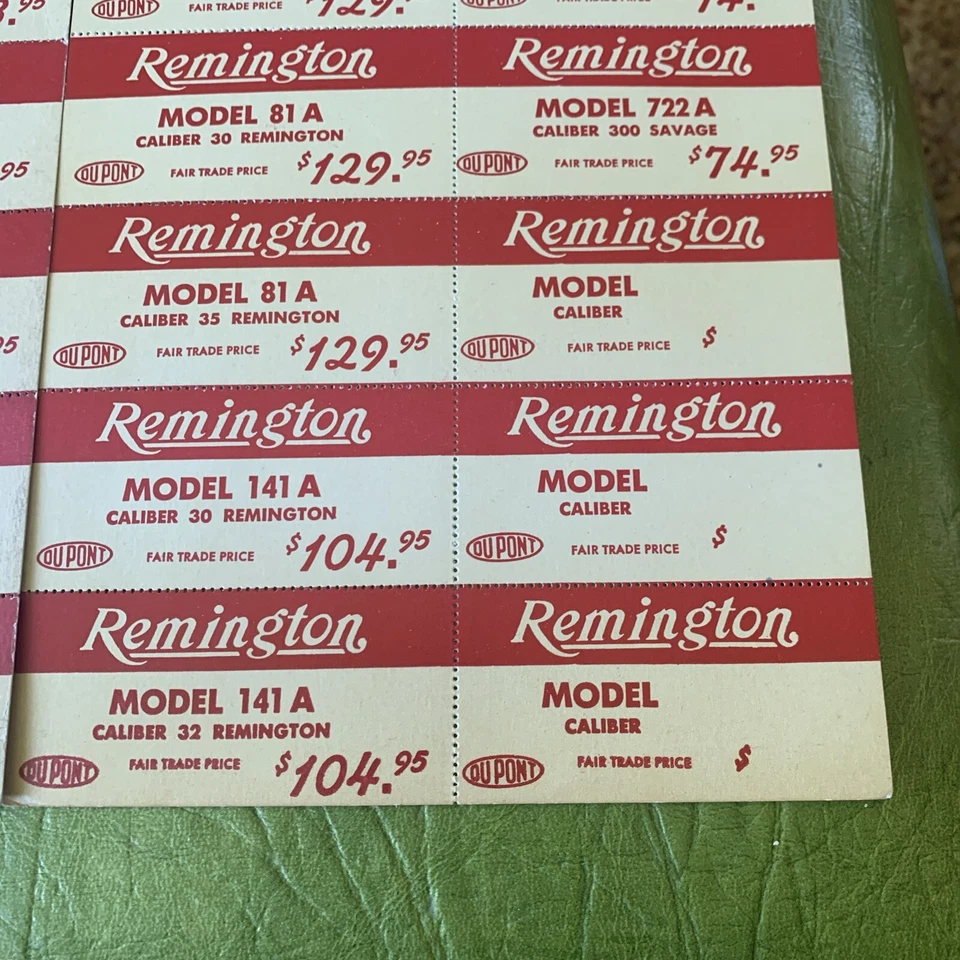 Pistolas DuPont Remington de colección modelo 1949 etiquetas de precio etiqueta colgante tú eliges una hoja Foto 4 de 4