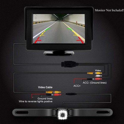 Waterproof 170° HD Car RearView Reverse Backup Camera License Plate Night Vi _pw - Picture 8 of 9