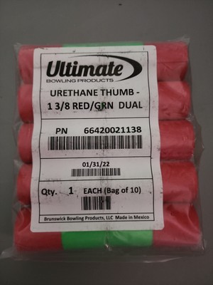 Ultimate Bowling Urethane Dual-Color Thumb Solid Red/Green 1. 3/8