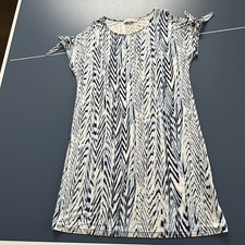 Women’s Calvin Klein Dress Blue / White Patterned Cold Shoulder XS Extra Small