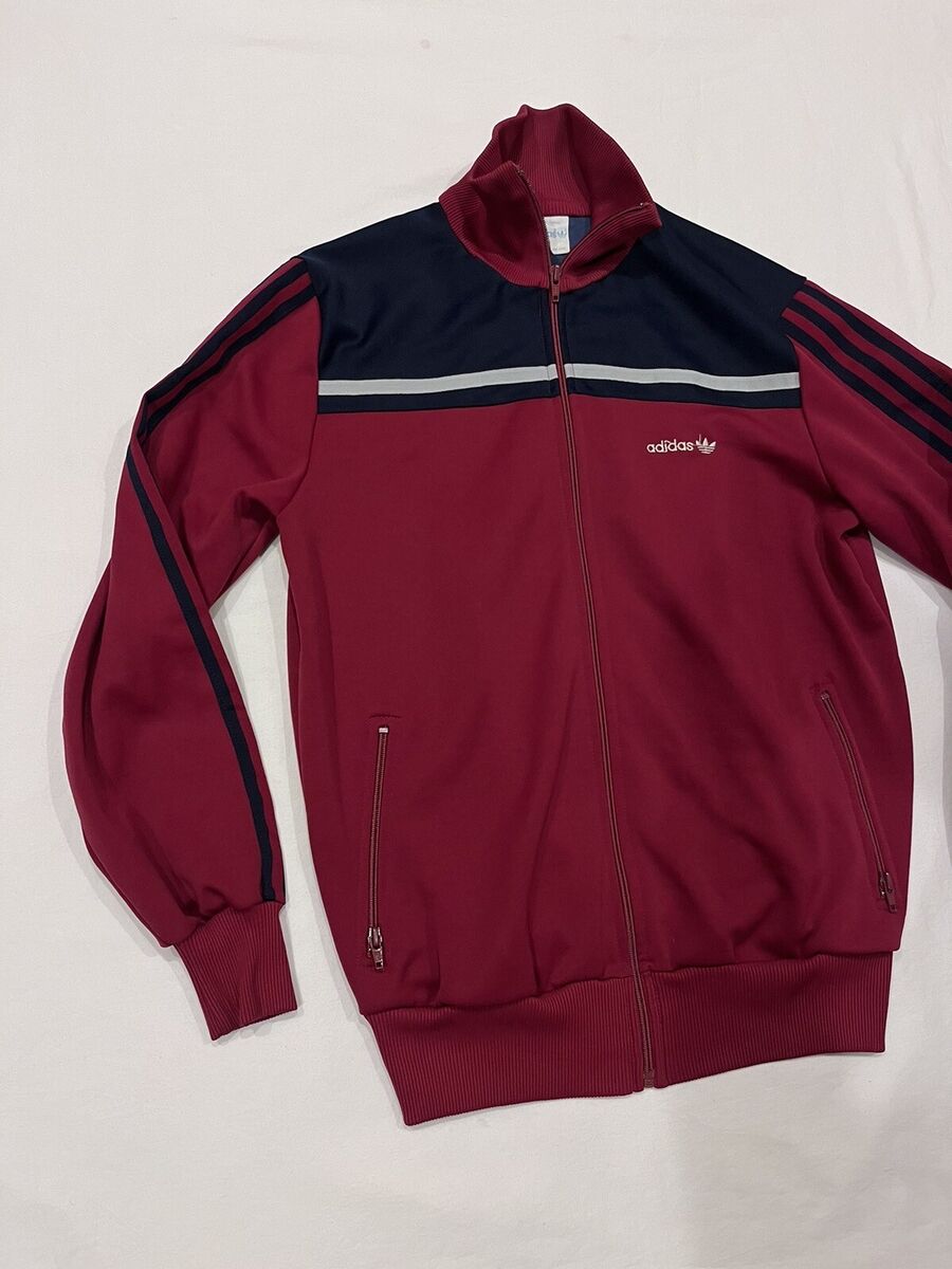 Vintage Adidas Track Suit Jacket Logo Burgundy Full Zip 80s Vintage Adidas Track Suit Jacket Logo Burgundy Full Zip 80s