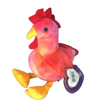 Ty Beanie Babies Strut The Rooster 1996 with Hang Tag Protector