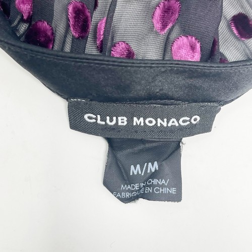 CLUB MONACO Women’s Black Purple Silk Blend Velvet Burnout Polka Dot Top Size M - Picture 7 of 7