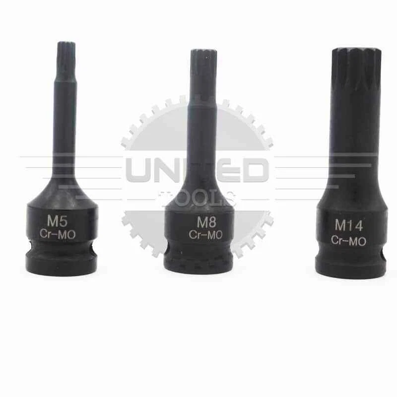 7pc 3/8 Impact Spline Socket Bit Set M5-M14 Socket Cr-Mo M5 M6 M7 M8 M10 M12 M14 - Image 3 of 4