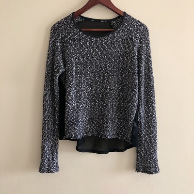 Bequemes Langarm weiches schwarzes Strick Oberteil Pullover 