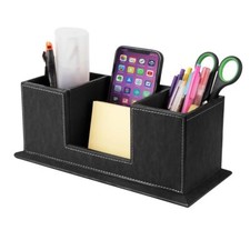 Leather Multipurpose Storage Desk Organizer with Pen Holder Mobile Stand