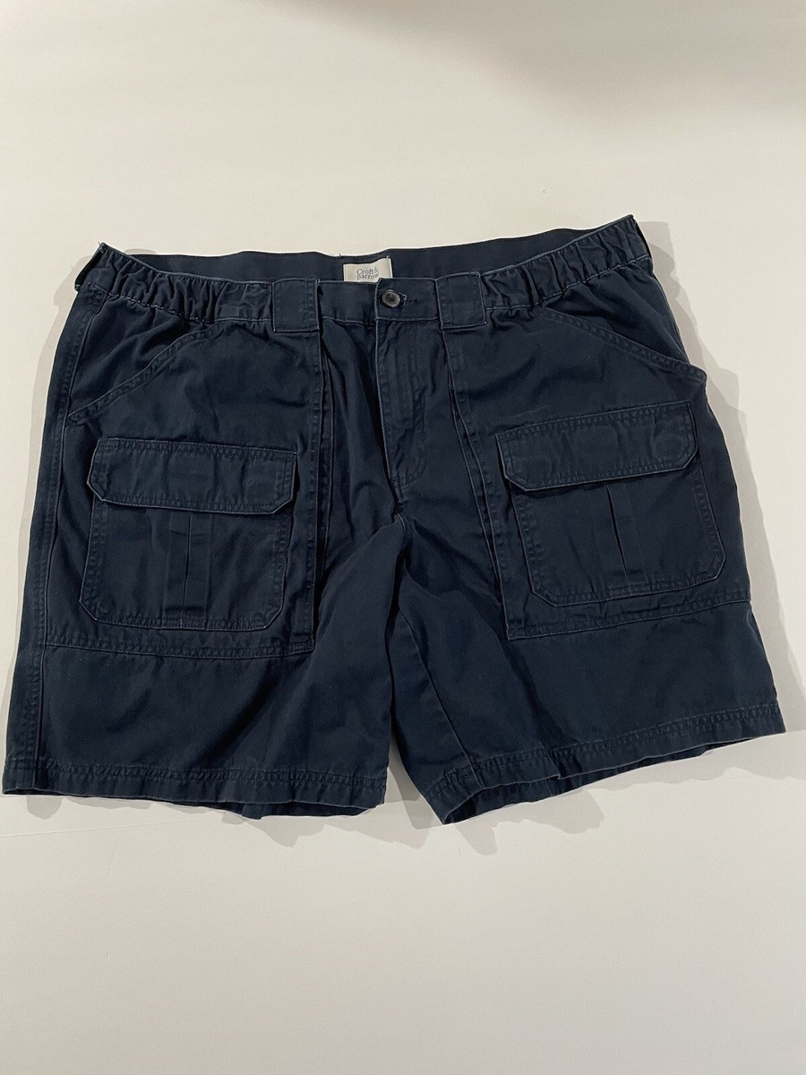 Croft Barrow Mens Cargo Shorts 46 Real Blue Pockets Elastic  Waistband