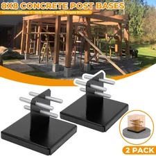 2 Pack 8x8 Post Base for Concrete, Pergola Black Brackets Kit w/ 1-Inch Standoff