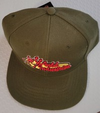 Authentic World Industries Olive Green Snapback Hat Skateboarding Retro Vintage