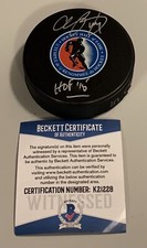 Chris Pronger “HOF 15” Signed Hockey HOF Puck W/ FREE Case! Beckett # K21228