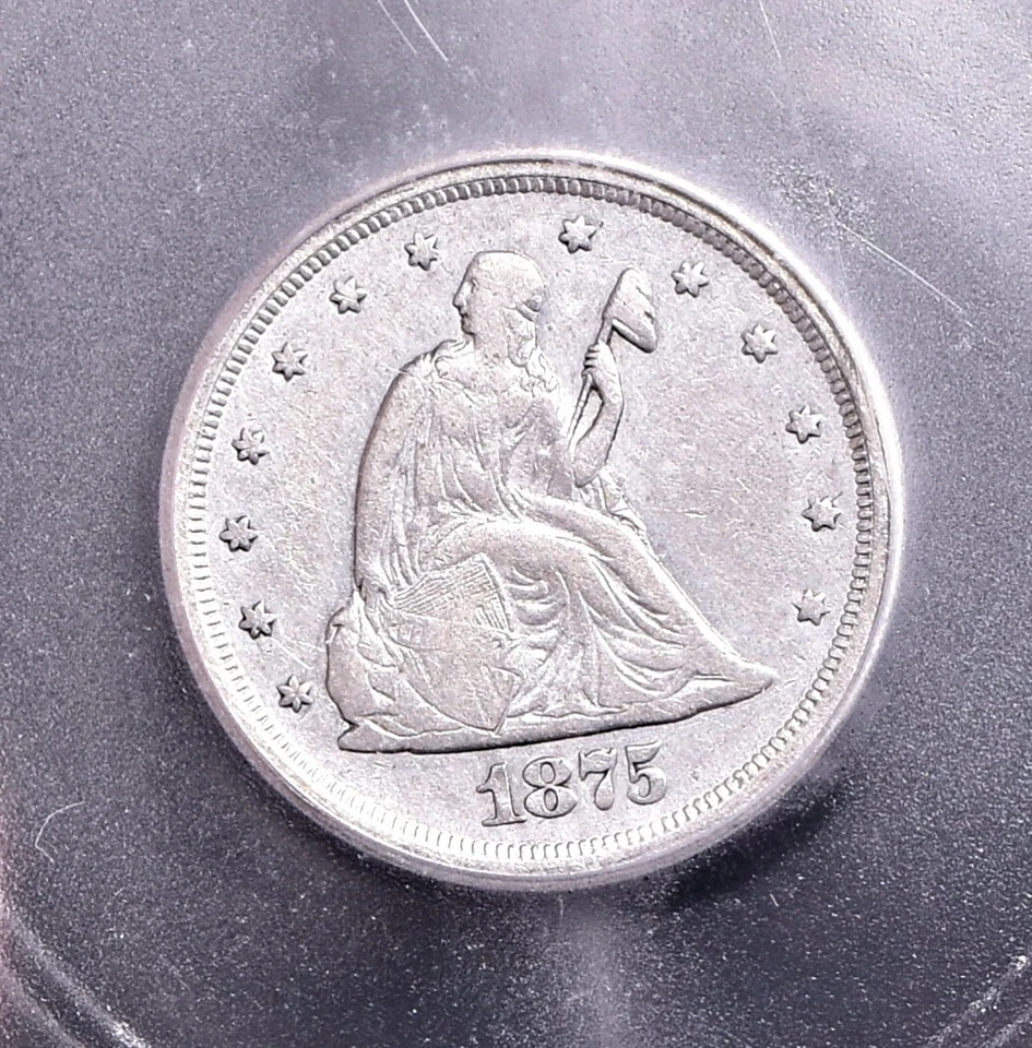 1875-S Twenty Cent Piece - ICG VF30 Details MPD & RPM, Cleaned (#58397-L) - Image 3 of 4