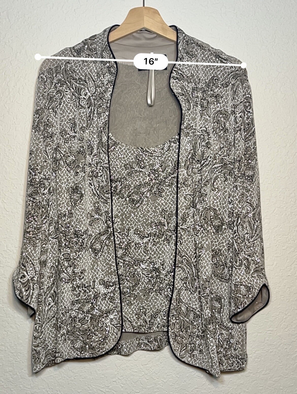 Alex Evenings Womens Set Tank Top And Jacket Floral Glitters Beige Size L eBay