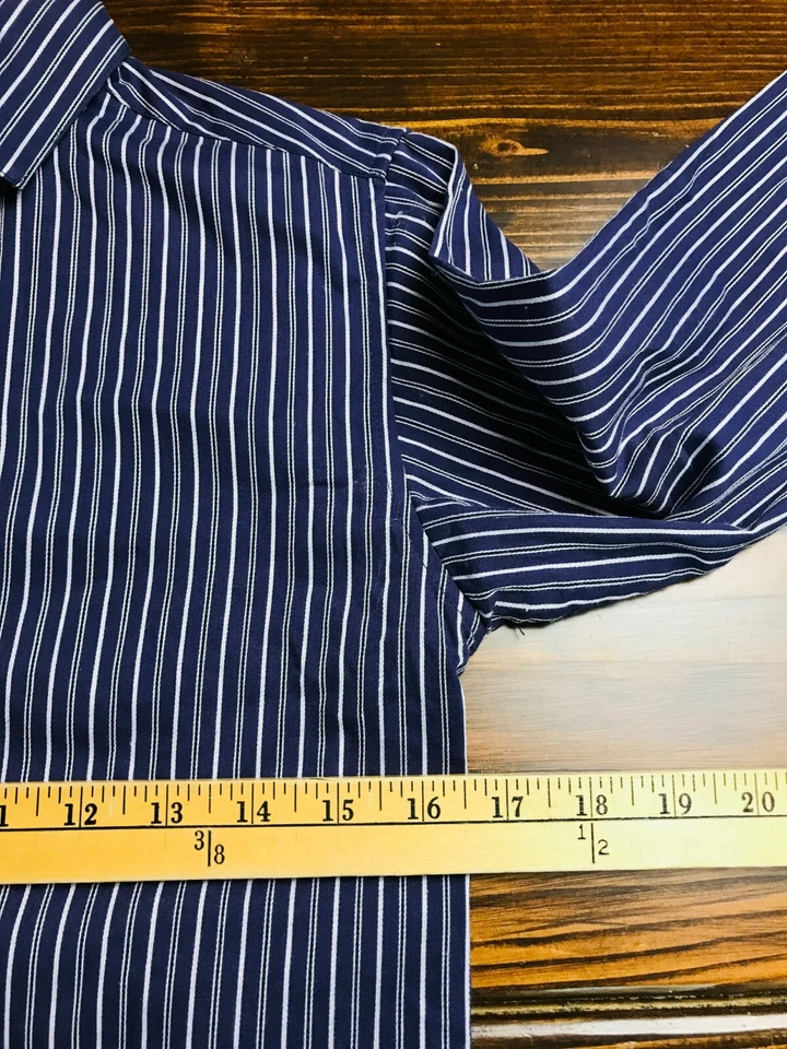 Рубашка Chaps, мужской размер средний 10-12, фиолетовый белый, в полоску, на пуговицах - Изображение 3 из 4