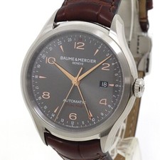 BAUME&MERCIER Men's Watch Clifton Dual Time MOA10111 Automatic SS Leather Date
