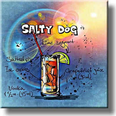 Salty Dog Cocktail Recipe Picture on Stretched Canvas, Wall Art Decor, Ready to 