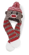 San Diego Hat Company - Kid's Hat w/ Scarf - Sock Monkey - 3-6 Years