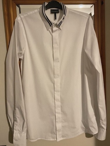 Armani White shirt Sz S Slim Fit Detailed Collar Wedding special occasion Prom - Picture 2 of 5
