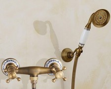 Antique Brass Wall Mounted Bathroom Shower Faucet W/Hand Shower Sprayer Kxd04