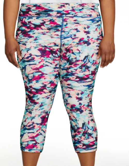 Avia Plus Size 3X Watercolor Print Cropped Active Legging