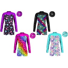 Girls Clothes Printed Set Gymnastics Outfits Mock Neck Jumpsuit Skating Leotard