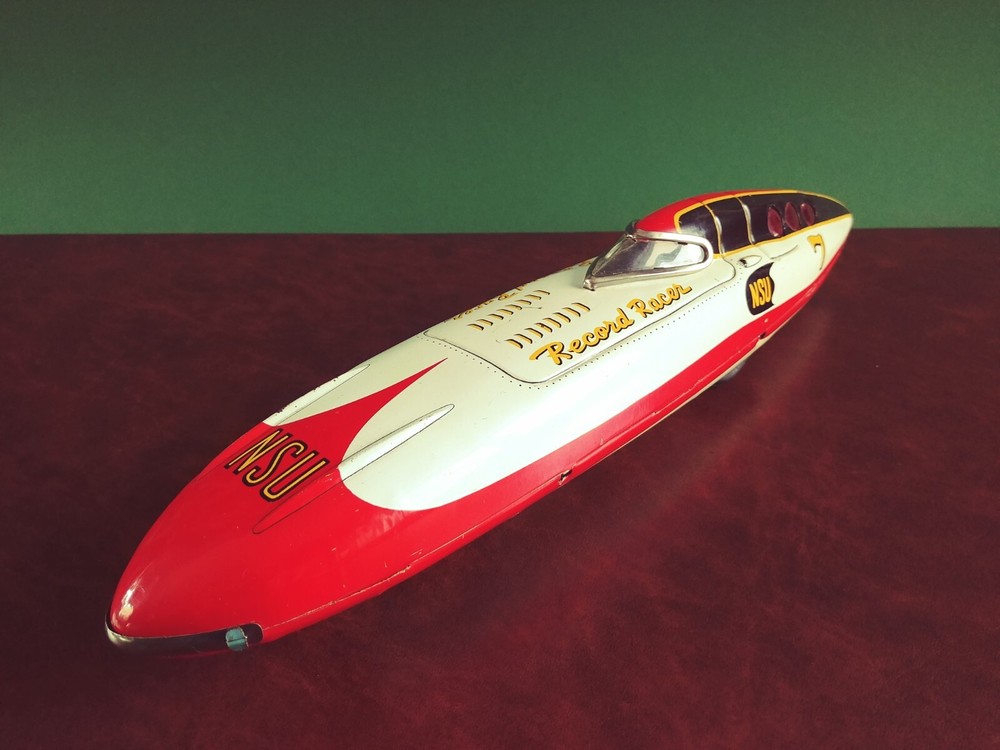 Scarce Bandai Japan Tin Friction NSU Record Racer Tinplate Race Car