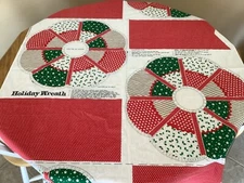 Vtg 1977 Spring Mills CHRISTMAS HOLIDAY WREATH Fabric Panel Cut & Sew