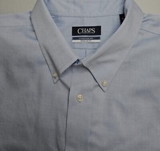 Mens Chaps Ultimate Non Iron Long Sleeve Blue Button Up Shirt 18 34-35 2XL