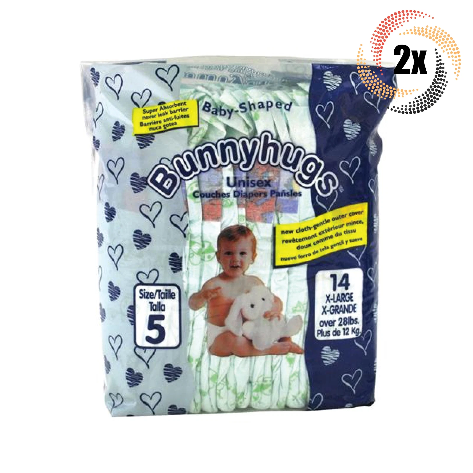 2x Packs BunnyHugs Medium Size #5 | 14 Diapers Per Pack | Fast Shipping
Opens in a new window or tab