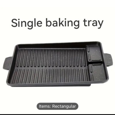 Premium Korean Non-stick Rectangular Smokeless Grill Pan, Oil Free, Durable