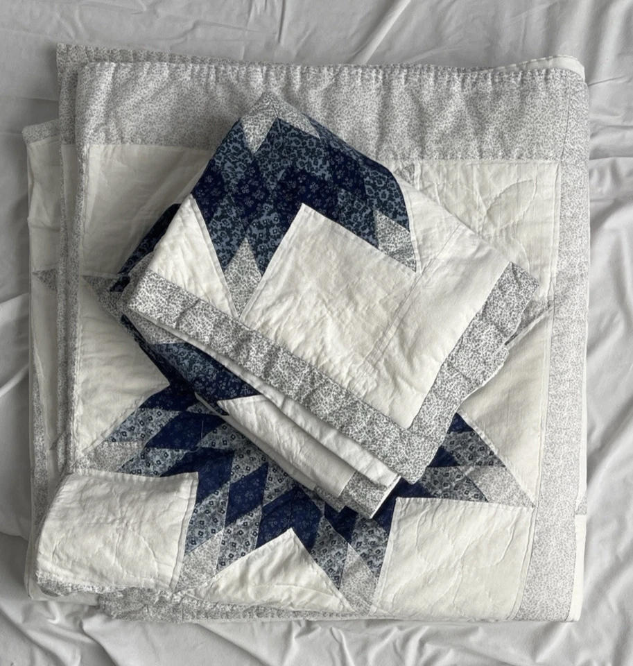 Conjunto de Colcha Queen Lone Star Over Size 4 Std Shams Algodão Azul Branco 98x98 - Imagem 2 de 4