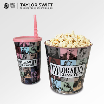 Taylor Swift Eras Tour Popcorn Eimer + Becher Set Kino Filmeabend Fanartikel NEU