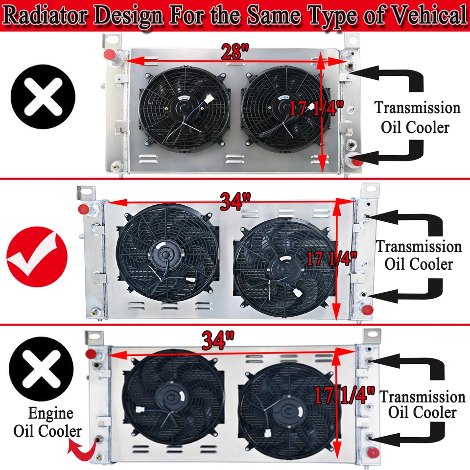 4-ROW 34" Radiator Shroud Fan For 99-14 2002 Chevrolet Silverado 1500 2500 Yukon - Изображение 2 из 4