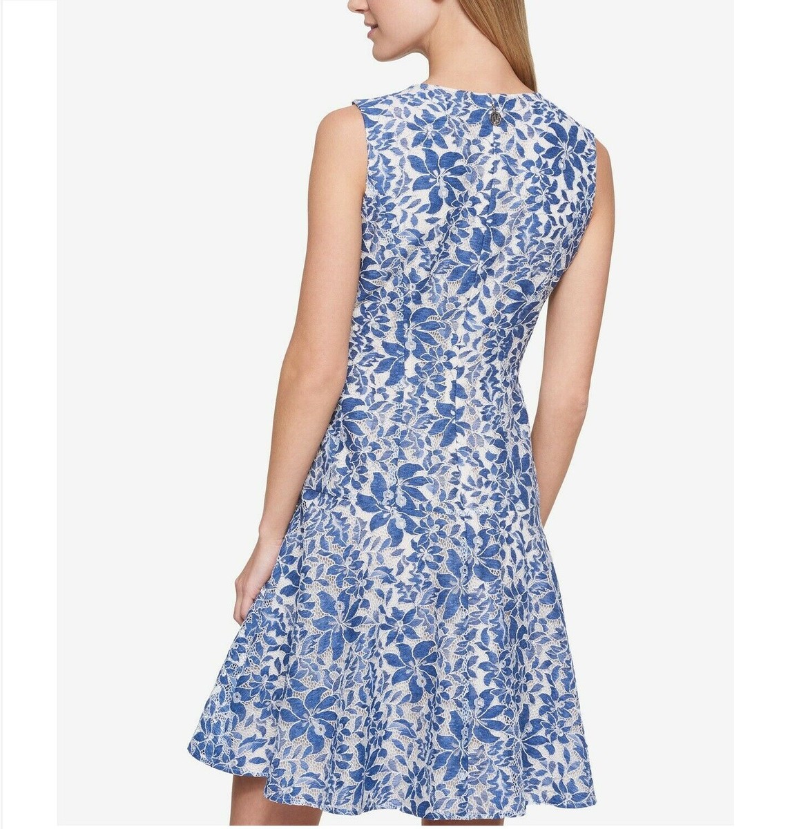 (取寄) トミーヒルフィガー レディース 2   women Wilfer 2 Blue Tommy Hilfiger Womens 2 Blue White Floral Lace Lined Fit Flare