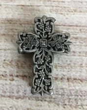 VTG Collectible Pewter Torino Celtic Cross Box Pin Brooch & Earrings Dogwood Set