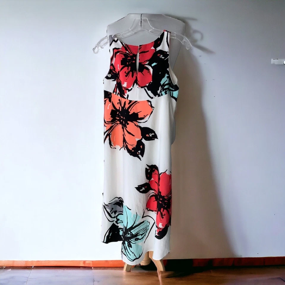 Muse Floral Forrado Volantes Acento Sin Mangas Cerradura Jersey Maxivestido Talla 2 Foto 3 de 4