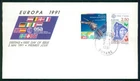 GERMANY/FRANCE FDC 1991 ESA SPACE EUROPA CEPT SATELLITE GUYANA KOUROU (m3849