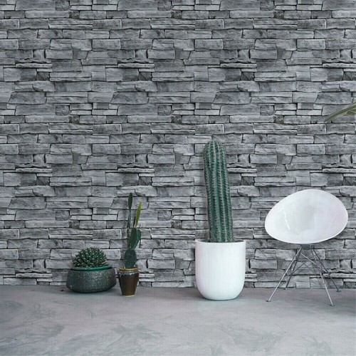 1/2/3 Roll 6M Peel and Stick Self-adhesive Wallpaper Retro Stone Brick Pattern - Picture 2 of 20