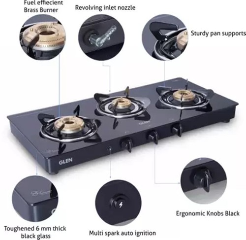 glen 3 burner glass cooktop