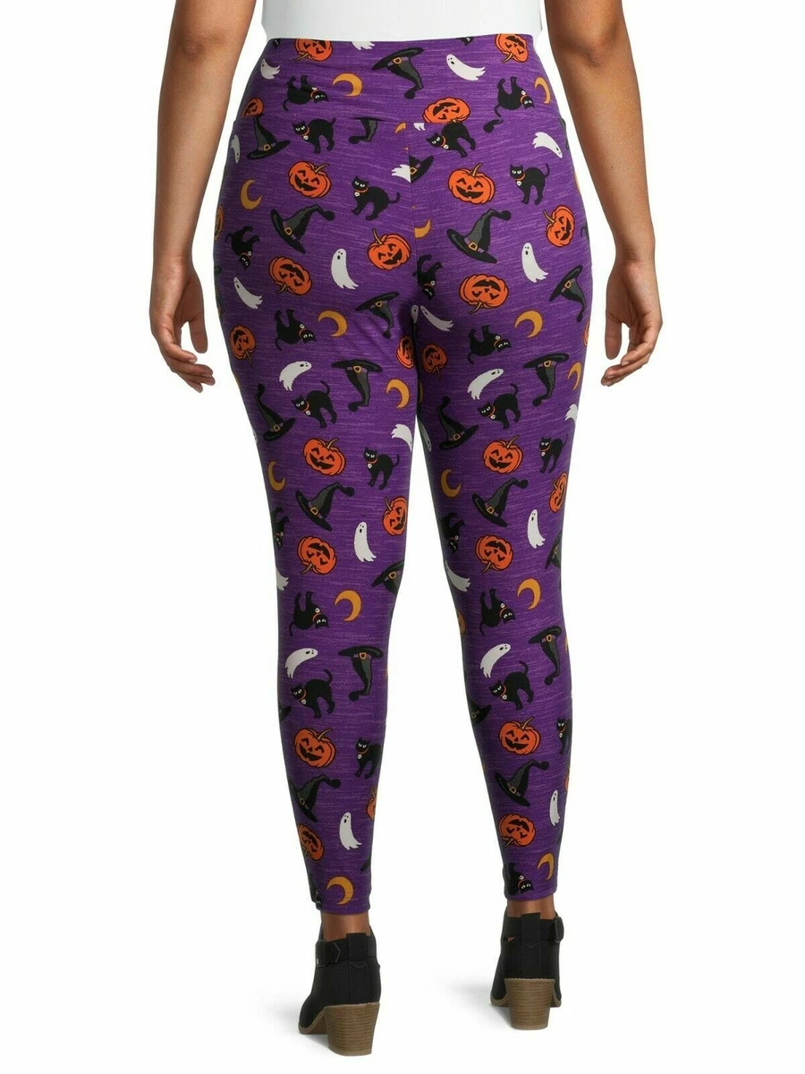 Terra & Sky Women's Plus Size Halloween Printed High Rise Leggings