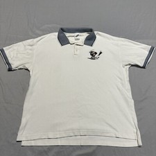 VINTAGE Warner Bros Men Shirt Medium Cream Looney Tunes Taz Golf Embroidered 90s