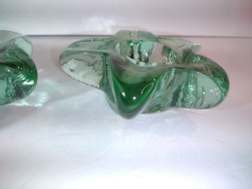 Recycled Glass Green Votive Tealight Candle Holder Spain Starfish Flower Set - Picture 8 of 10