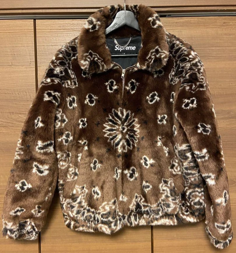 Blouson bomber fausse fourrure marron Supreme Bandana taille S occasion, occasion Japon 3M