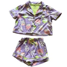 Squishmallows Girls Pajama Set XS 4/5 Boxy Top with Shorts Gem Accent Buttons