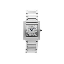 Cartier Tank Francaise Steel Quartz Silver Roman Dial Bracelet Watch WSTA0065
