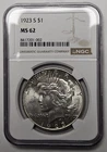 1923 S San Francisco Mint Peace Silver Dollar NGC MS 62