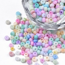 Round Glass Seed Beads - Frosted Pastel Mix - 3mm Size 8/0 - 50g Small Fillers