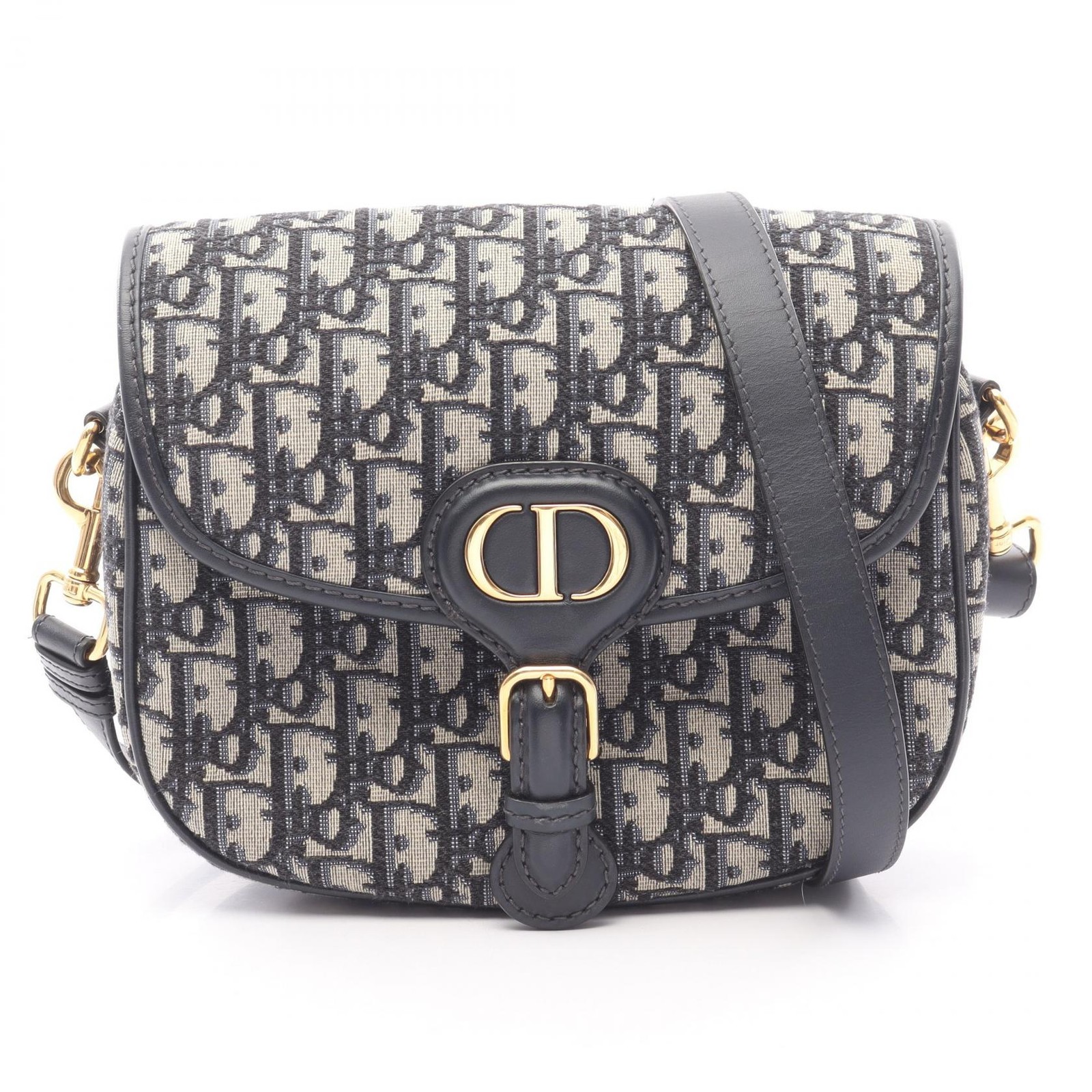 Christian Dior BOBBY Medium Crossbody Bag in Beige Navy Oblique Jacquard