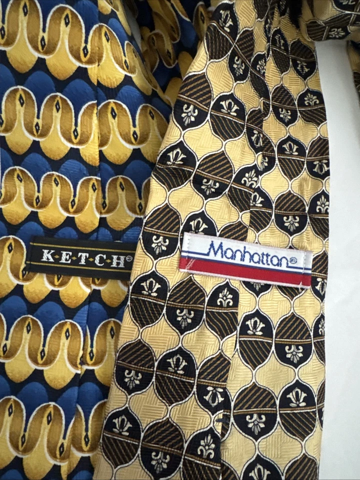 Lote 12 Corbatas Anchas Retro Vintage Años 70 • Mod Rayas Geométricas Era Disco Foto 3 de 4