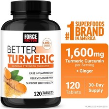 Clinical Strength Turmeric Curcumin 1600mg Supplement with Ginger for Joint