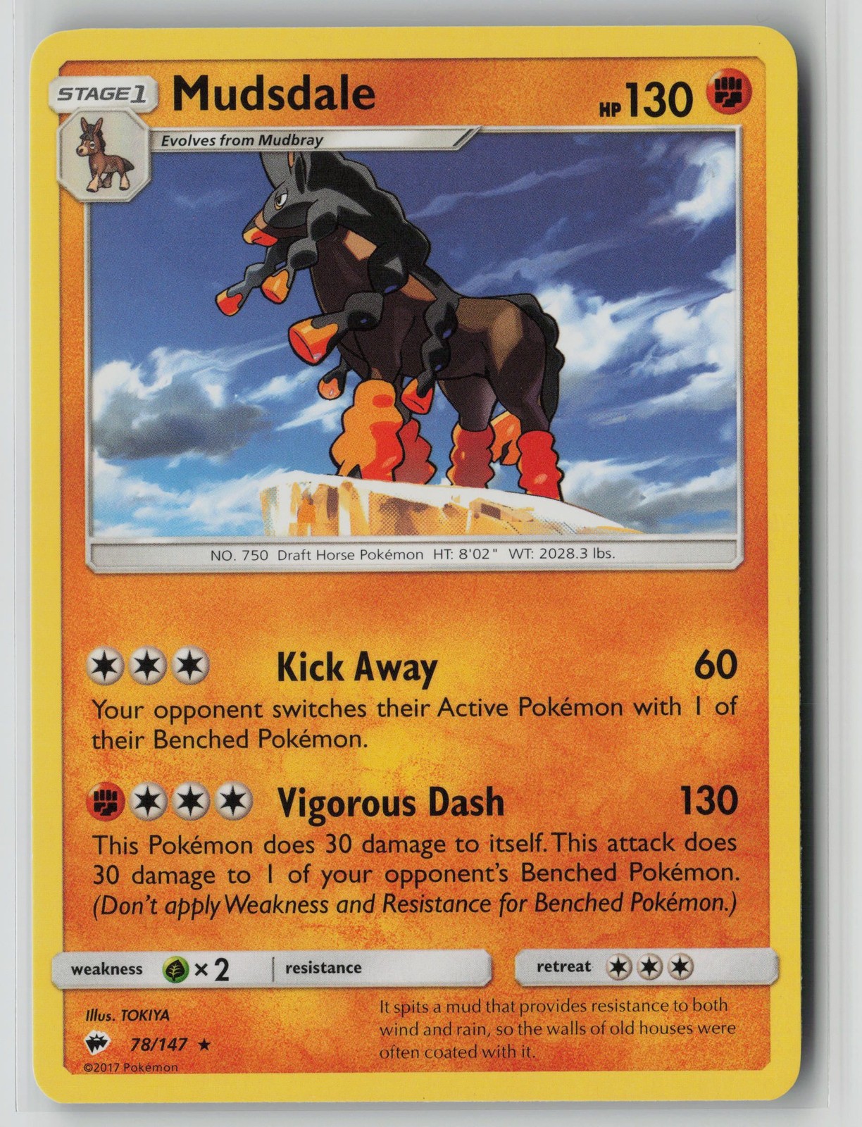 Mudsdale 78/147 Pokemon Burning Shadows Rare Lightly Played Card (LP)
